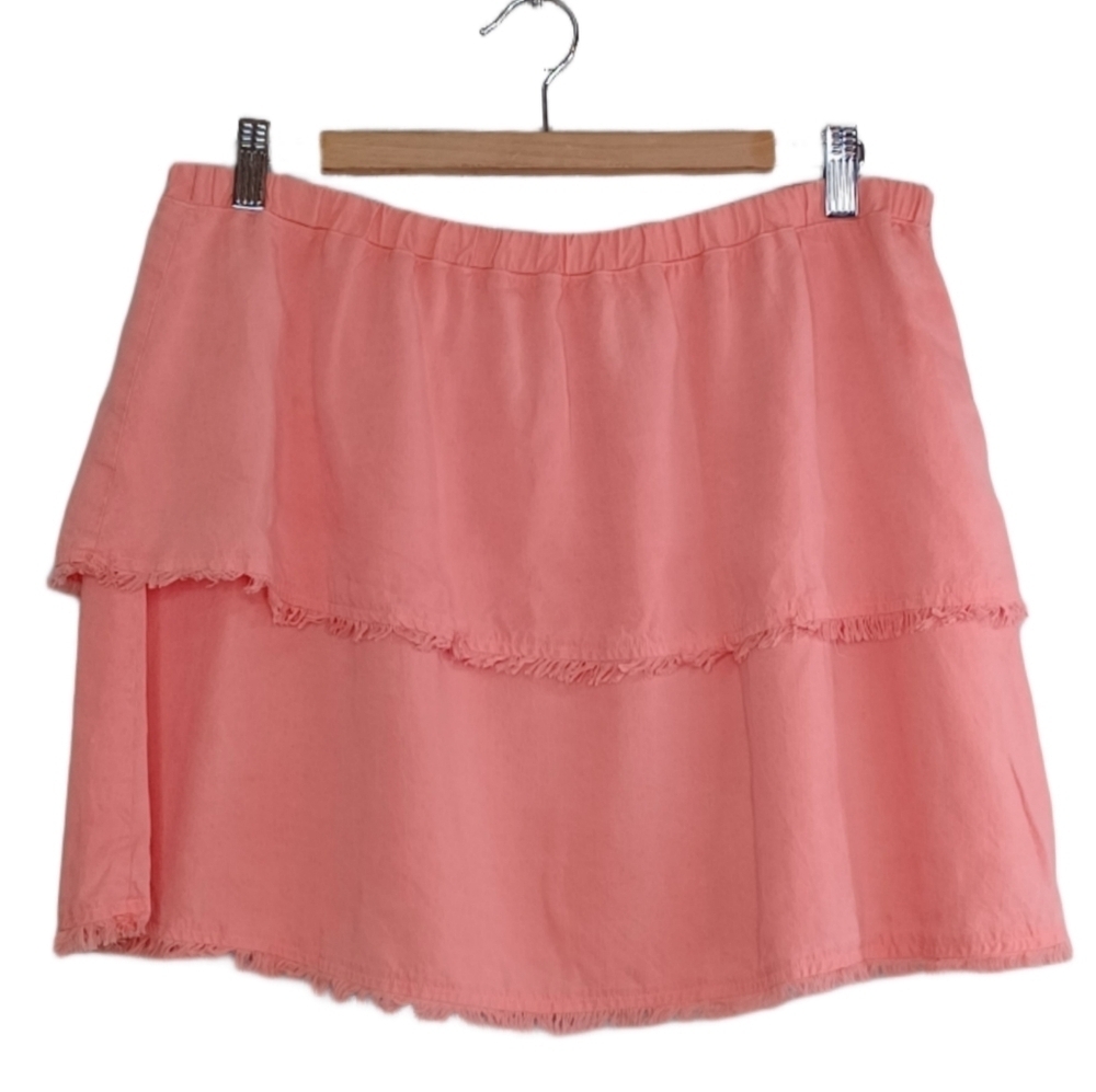 Bella Dahl Sz M Frayed Hem Tiered Mini Skirt